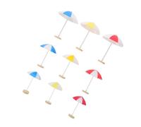 SUPVOX 9pcs Miniature Umbrella for Dollhouse and Fairy Gardens Plastic Mini Beach Parasol Accessories in Red Yellow Blue Small Medium Large for Sand Table and Craft Scene Decorations