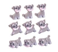 SUPVOX 9pcs Realistic Schnauzer Puppy Figurines Small Resin Dog Statues Garden Miniatures for Home Office Decoration with Sitting, Standing and Lying Poses