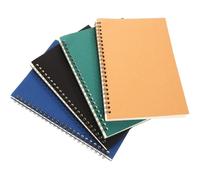 SUPVOX A5 Kraft Paper Coil Notepad 4pcs, 50 Sheets Each, Multipurpose Schedule Planner and Time Management Diary, Natural, Black, Navy, and Green Colors, Spiral Bound Writing Pads