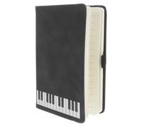 SUPVOX A6 Music Theme Piano Notebook with Lined Smooth Paper Black PU Cover for Office Use Students Diary and Sketching