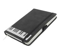 SUPVOX A6 Piano Themed Music Notebook with Black Pu Cover Music Staff Paper Journal for Musicians and Students for Office and School Use