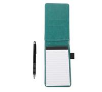 SUPVOX A7 Portable Multifunctional Notebook with Metallic Pen, Mini Business Notepad for Work Conferences and Office Writing Journal, Dark Green Compact Memo Pad for Students