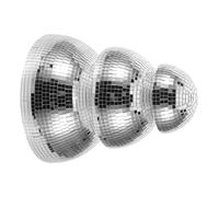 SUPVOX Adhesive Disco Hemisphere 3Pcs Mirror Glass Balls 7.68, 5.91, 3.86 Inch Reflective Wall-Mounted Ornaments for Holiday Parties and Home Décor Silver