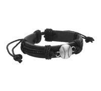 SUPVOX Adjustable Black Baseball Beads Bracelet Made of Artificial Leather and Alloy with Easy to Carry Feature, for Sports Themed Parties and Everyday Wear