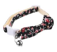 SUPVOX Adjustable Cat Collar with Bell and Detachable Floral Bow Tie, 3pcs Small Black Cat Collars for Outdoor and Indoor Pets