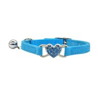 SUPVOX Adjustable Cat Collar with Heart Rhinestone Decor and Bell Blue Cat Neck Chain for Kitten Pet Daily Wear and Stylish for Outdoor and Home Use