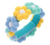 SUPVOX Adjustable Cute Cat Collar with Plush Flower Dog Neck Tie Soft Breathable Pet Accessory for Small Puppies and Cats Festive Decorative Pet Decor in Yellow Green Blue Xs