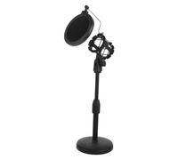 SUPVOX Adjustable Desktop Microphone Holder with Double Filter Stable Mic Clip Mount for Conference Table Practical Black Mic Stand for Home and Stage Use