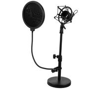 SUPVOX Adjustable Desktop Microphone Stand Absorber and Large Pop Filter, Telescopic Tabletop Mic Holder for Live Streaming and Broadcasting