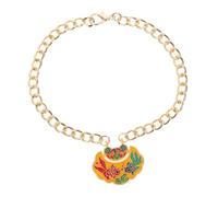 SUPVOX Adjustable Pet Necklace with Longevity Lock Pendant and Bell Charm Stylish Pet Jewelry for Cats and Dogs for Everyday Wear and Safety Versatile Design for All Breeds