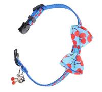 SUPVOX Adjustable Wear Resistant Cat Collar with Bell and Removable Cherry Bowtie for Dogs and Kittens Cozy Outdoor Pet Supply Stylish Festival Accessory