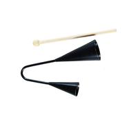SUPVOX Agogo Bell with Wooden Stick Two Tone Small Musical Percussion Instrument for Early Education Latin Rhythm Portable Handheld Black