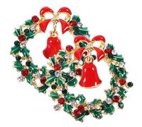 SUPVOX Alloy Christmas Bow Wreath Earrings for Women Festive Xmas Ear Pendants with Bell and Leaf Design Lightweight Holiday Jewelry for Parties and Weddings