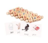 SUPVOX Alphabet Letter Blocks Educational Spelling for Smooth Montessori Blocks with Picture Cards Safe Learning Puzzle for Interaction