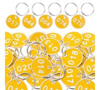 SUPVOX Aluminium Number Tags Key Ring Labels Metal Storage Luggage Id Tags Set 1-100 Yellow for Travel and Organizing