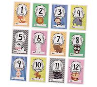 SUPVOX Animal Baby Monthly Progress Cards for Newborn Photography Double-Sided Infant Growth Markers with Cute Animal Design 12pcs Baby Month Cards for Growth Recording
