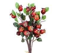 SUPVOX Artificial Rosehip Berries: Artificial Red Berry Stems, Lifelike Rosehip & Pomegranate Branches for Vase Filler, Home Decor, Wedding, Christmas, Centrepiece, Wreath, DIY Crafting