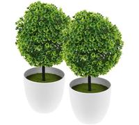 SUPVOX Artificial Topiary Ball Bonsai in Pot: Zero-Maintenance Faux Plant for Windowsill & Desktop - Realistic Greenery for Office Stress Relief & Home Decor - 23cm Tall