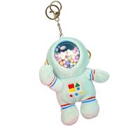 SUPVOX Astronaut Plush Key Ring Pendant, Green Spaceman Hanging Keychain for Bags and Backpacks, Cartoon Space Bear Design, Soft Hanging Plush Keyrings for
