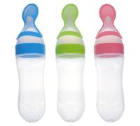 SUPVOX Baby Eating Supplies 3Pcs Silicone Squeeze Feeding Bottle with Dispensing Spoon Newborn Tableware Tools for Baby Infant Feeder (, Green, Blue) Babys Toys