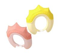 SUPVOX Baby Showering Hat and Toddler Bath Visor, Silicone Waterproof Ear Protection Cap for Infants and Kids, Soft Coral Pink and Bright Yellow Shower Caps Set for Baby Bathing