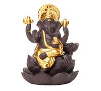 SUPVOX Backflow Incense Burner Ceramic Elephant Incense Holder Ganesh Statue Elephant Buddha Figurine Golden
