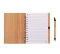 SUPVOX Bamboo Cover Spiral Notepad with Lined Pages, Compact Multi-function Memo Pad for Daily Use, Office and School Writing, Portable Planner Notepad for Note Taking