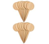 SUPVOX Bamboo Plant Labels Sturdy Garden Signposts with T Shape Round Style 20 Pcs for Plants and Seedlings, for Landscaping and Garden Decor Supplies