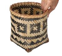 SUPVOX Bamboo Woven Trash Can 20cm Diameter X 20cm High, Multifunctional Waste Paper Holder and Flower Arrangement Basket for Home Storage and Living Room Organization