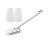 SUPVOX Bath Cleaning Brush Long Handle, with Abs Scouring Pad and Sponge, Lightweight Sturdy Non-Slip Grip for Bathtub, Floor and Baseboards, Home Cleaning Supply