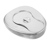 SUPVOX Bedpan Urinal for Bedridden Patients with Lid Stainless Steel Sturdy and Stable with Raised Curved Rim, Wide Base, and Anti-Slip Bottom, Easy to Clean with Foldable Handle