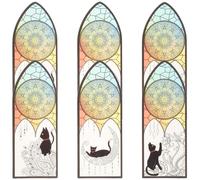 SUPVOX Black Cat Bookmark Set 6 Pieces, Ultra-Thin Creative Pet Page Markers for Students, Black Cat and Church Design Scrapbook Bookmarks for Reading and Office Use