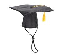 SUPVOX Black Dog Graduation Hat Pet Cloth Headgear with Yellow Tassel for Large Medium Small Dogs DIY Party Accessory