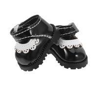 SUPVOX Black Mini PU Doll Shoes Replacement Easy Off Flat Princess Footwear for Dolls Dollhouse Costume Decor and Dress-up Accessory