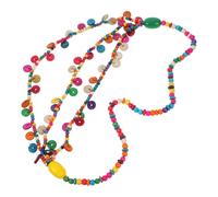 SUPVOX Bohemian Style Multilayer Pendant Necklace Colorful Wood and Coconut Shell Beads, Beach and Party Beads Jewelry for Women Random Color