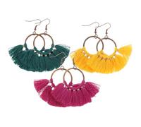 SUPVOX Bohemian Tassel Earrings Set for Women, 3 Pairs Boho Dangle Earrings with Ethnic Fringe Design, Lightweight Statement Fashion Jewelry for Daily Wear and Festivals