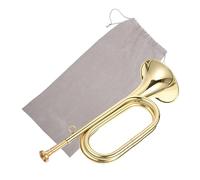 SUPVOX Brass Bugle Trumpet with Mouthpiece, Military Cavalry Trumpet for School Band, Gold-colored Wind Instrument with Carrying Bag, Suitable for Beginner and Performance Use