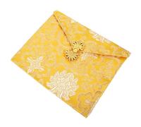 SUPVOX Brocade Embroidery Scripture Storage Pouch 24x20cm Yellow Buddhist Sutra Bag with Cloud Pattern Button Closure for Temple Supplies and Home Organization