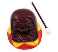 SUPVOX Buddhist Woodblock Percussion Instrument with Wood Stick Natural Wood Muyu for Meditation Religious Chanting and Early Music Education Gift