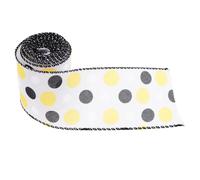 SUPVOX Bumblebee Dot Ribbon Polka Dot Decorative Ribbon with Bee Print for Crafting and Wrapping 1.5 Inch Wide Suitable for Spring and Birthday Party Decorations