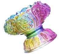 SUPVOX Butter Lamp Base Candlestick Holder with Colorful Eight Auspicious Symbols, High Temperature Resistant Azure Stone Decorative Candleholder for Buddhist Worship and Home Décor