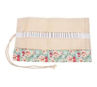SUPVOX Canvas Pencil Wrap Case Roll up Pouch 24 Slots Small Floral Pattern Pen Storage Bag for School Students and Artists