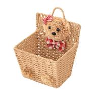 SUPVOX Cartoon Bear Wicker Hanging Basket, Handmade Willow Woven Desktop Storage Basket in Khaki for ’ Room Organization and Household Storage