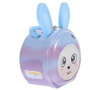 SUPVOX Cartoon Iron Piggy Bank Lock, Small Blue Coin Storage Box for Boys and, Unbreakable Money Box for Teaching and