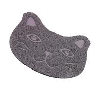 SUPVOX Cat Litter Mat Cute Cat Face Design Non-slip PVC Trapping Mat Grey for Litter Box and Sifting Gentle Sensitive Paws