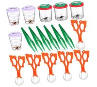 SUPVOX Catcher Kit with 3 Viewer Boxes and 3 Extendable Purple Bug Jars, 6 Orange Clips, 6 Green Tweezers for Kids Nature Exploration and Science Learning