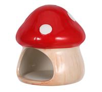 SUPVOX Ceramic Aquarium Decor Mushroom House Hideout Cave for Betta Fish Shrimp Goldfish Breeding Safe Shelter Non-toxic Red Ceramic Fish Tank Ornament
