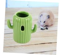SUPVOX Ceramic Cactus-shaped Hamster Water Bottle Holder Stand Decorative Pet Drinking Dispenser Rack for Small Animals Clean Lovely Kettle Holder for All Hamster Breeds