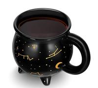 SUPVOX Ceramic Cauldron Coffee Mug Halloween Witch Coffee Cup with Gold Constellation Design Halloween Home Decor Novelty Drinkware for Hot Beverages