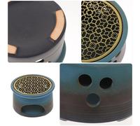 SUPVOX Ceramic Teapot Warmer Black Pottery Candle Wax Warmer Tealight Holder Large Kiln Change Base Practical Tea Light Burner for Home Kitchen Use